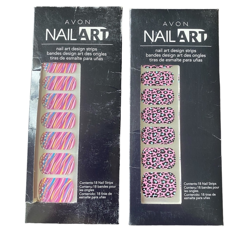 Avon Nail Art Nail Polish Stickers Pink Cheetah Color Street NEW